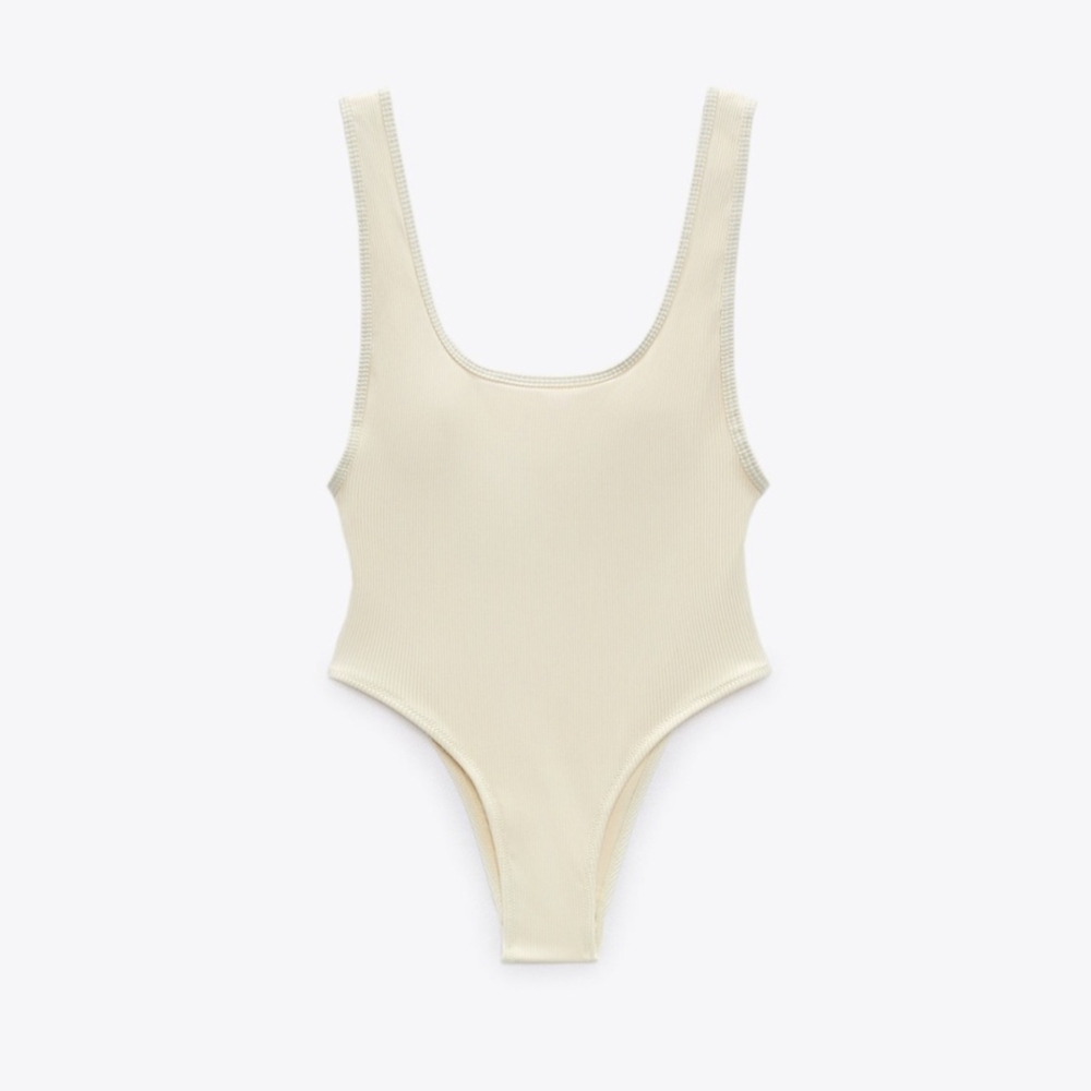 Zara Ribbed Low Back Swimsuit